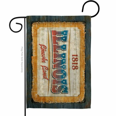 GUARDERIA 13 x 18.5 in. Illinois Vintage American State Garden Flag with Double-Sided Horizontal GU3921992